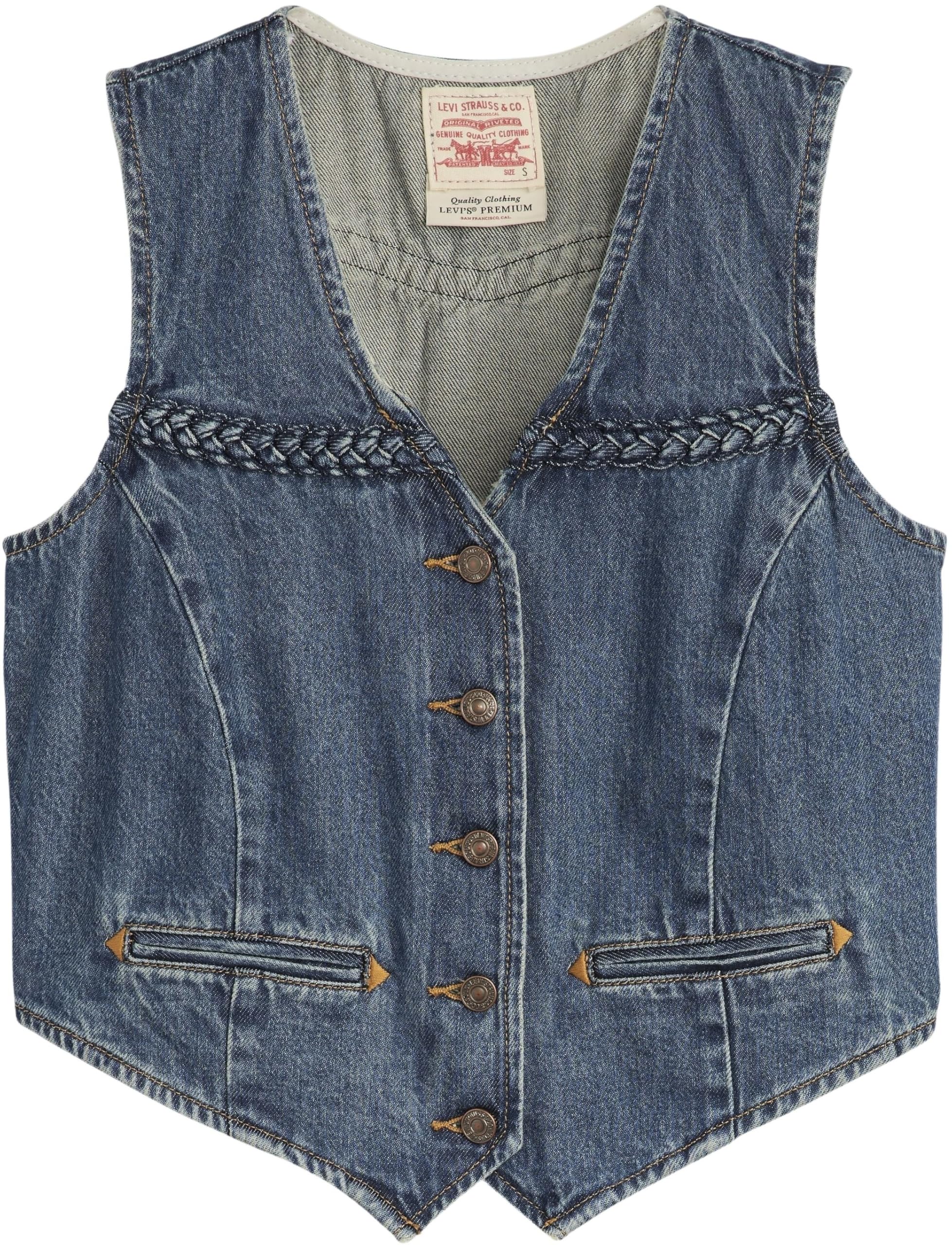 Levi's Donna Gilet in Jeans Braided in Cotone, Standard Fit