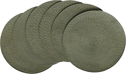 Miniatura 16 de HODJOY Juego de 6 manteles individuales redondos tejidos para mesa de comedor, manteles individuales lavables antideslizantes para Navidad, 15 Tango