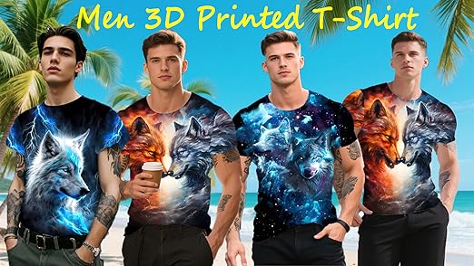 T-shirt Viking Imprimé 3D – Motif Valknut, Odin, Style Nordique