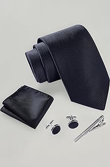 Massi Morino - Men tie set (incl. handkerchief + cufflinks + tie pin) Italian style ties for men