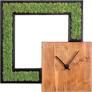 Orologio da parete 35x35 cm o 55x55, con licheni stabilizzati, moss, wood.