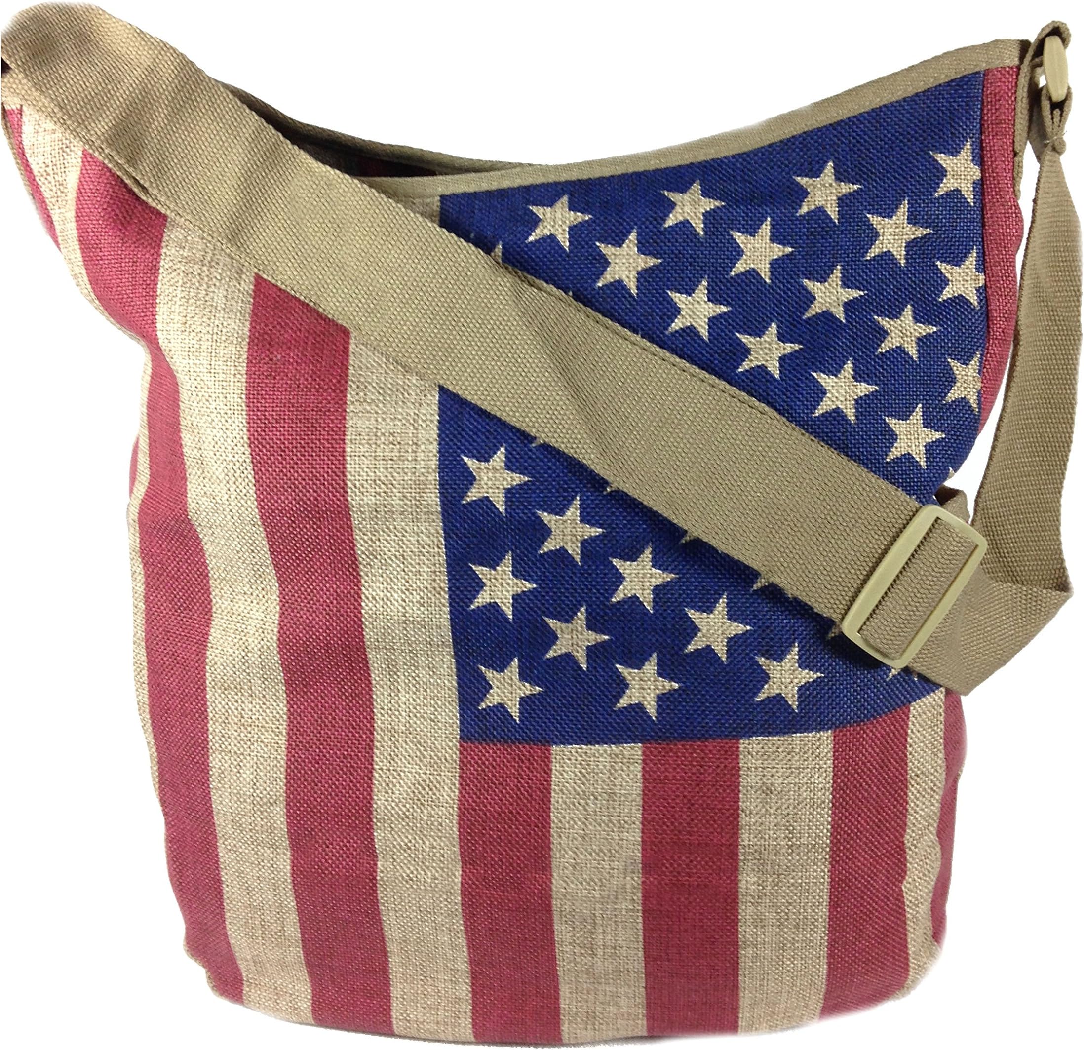 American Flag - Vintage USA Messenger Tote Bag - 16-in