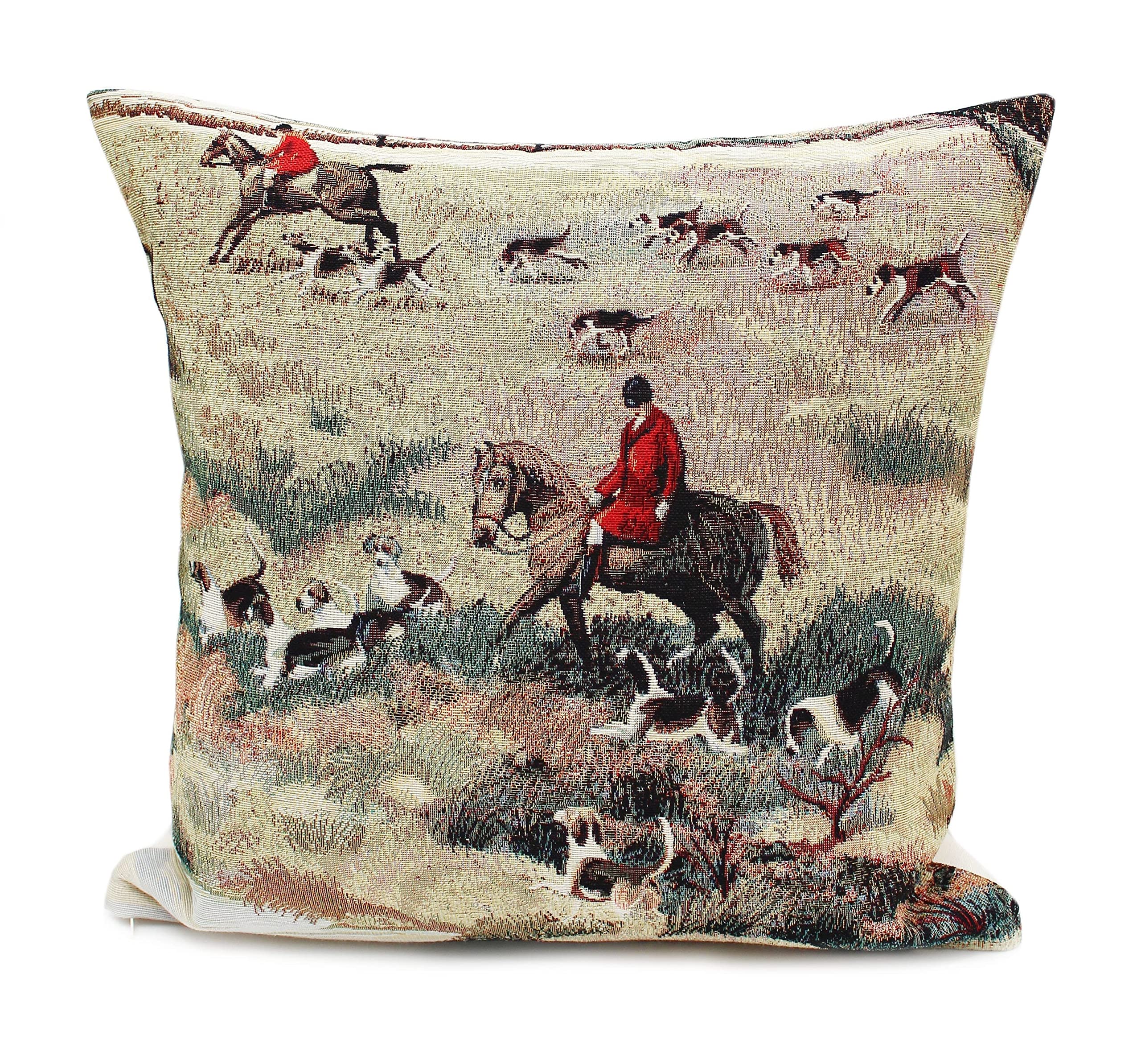 Tally Ho Hunting Scene Tapestry Style Cushion