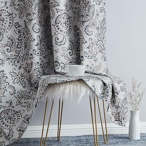 Miniatura 6 de HLC.ME - Paneles de cortina opaca Amalfi de 100% oscurecimiento total con forro térmico, para ventana de dormitorio, de seda artificial, con ojales,