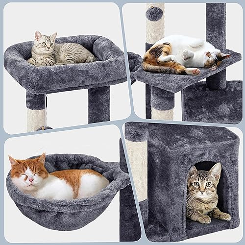 Miniatura 4 de Topeakmart Cat Tree - Torre para gatos de 33 pulgadas con tablas de rascar adicionales y postes de sisal como centro de actividades para gatitos