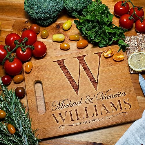 Miniatura 7 de Tabla de cortar personalizada  9 diseños  6 x 9 pulgadas  Tabla de cortar de bambú  Regalos para la pareja, regalos de inauguración de la casa,