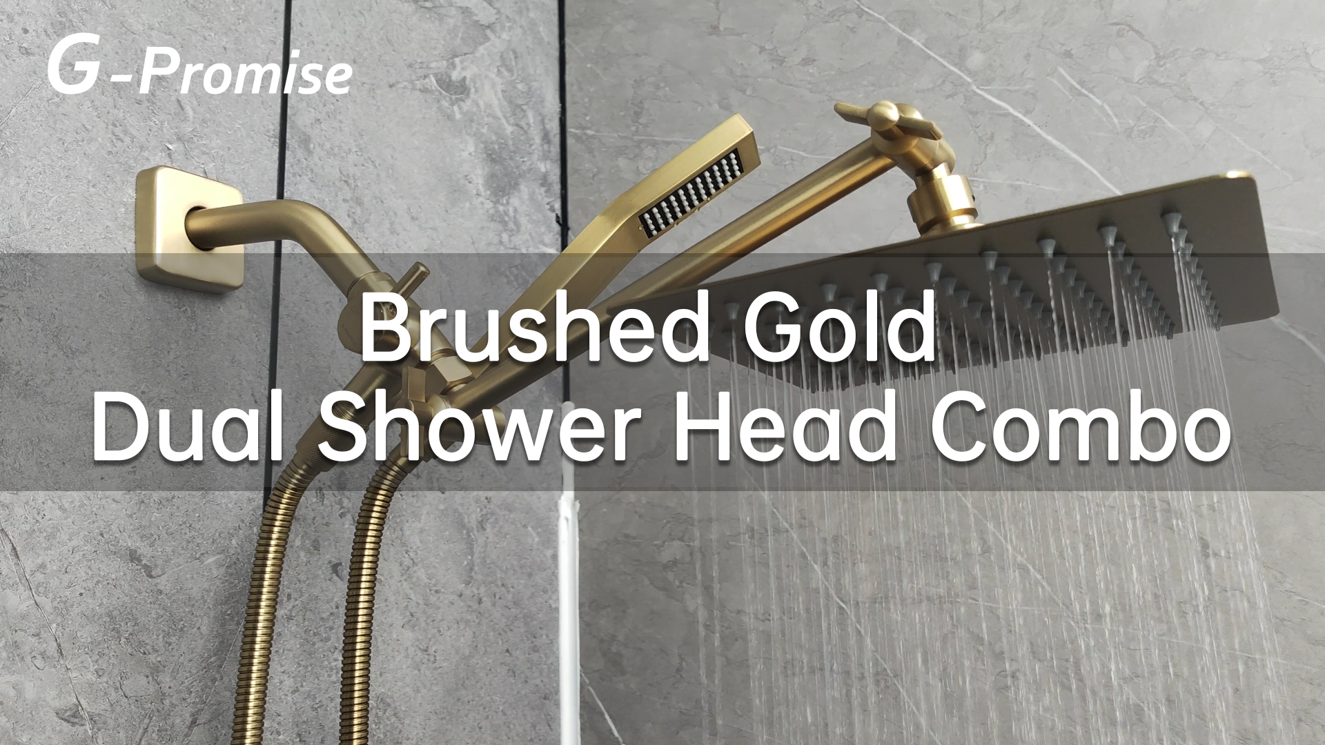 G-Promise All Metal 8-Inch Dual Square Shower Head Combo, Rain
