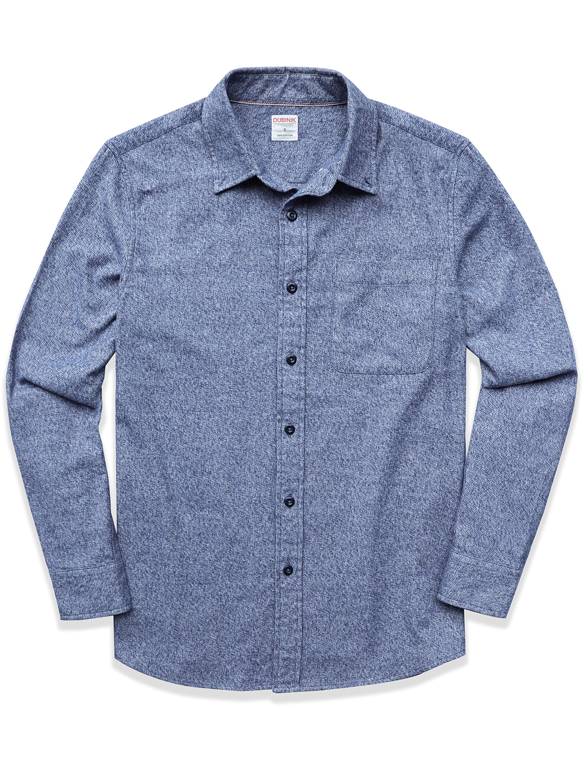 Dubinik Flannel Shirts for Men Long Sleeve Button Down Plaid 100% Cotton Casual Shirt with Pocket