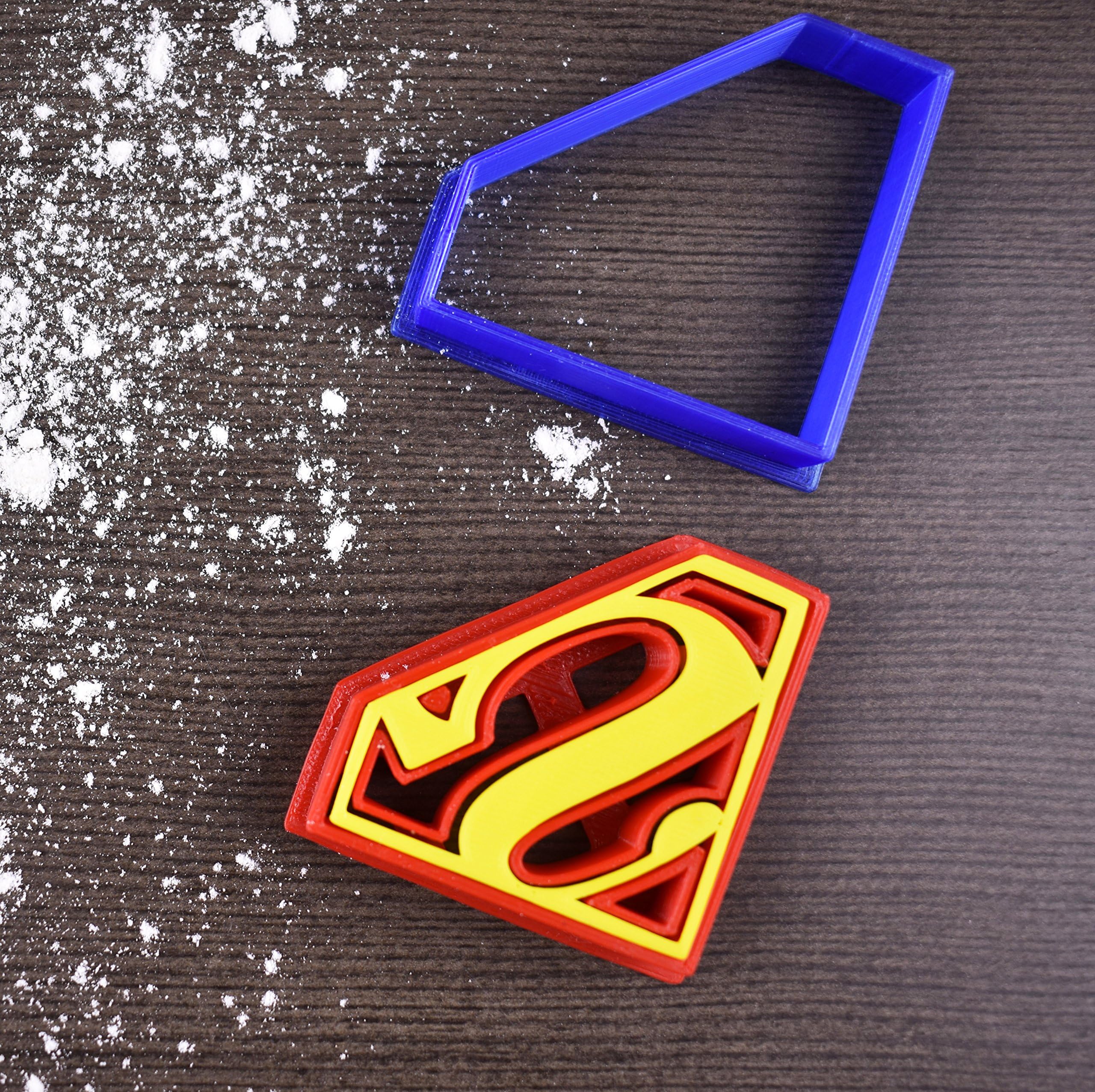 Superman Superhero Cookie Cutter & Fondant Cutter Classic Red & Blue Logo Set for Kids and Parents - Perfect for Cookies, Cake Decoration, Cupcake Toppers (1, Medium 3” x 2.3”)