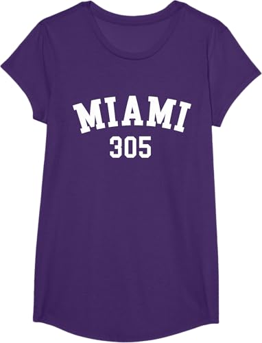 Miniatura 70 de Miami 305 USA American College Font T-Shirt Negro,Azul Marino,Azul Pastel,Arándano,Rojo,Plateado,Hierba,Verde Kelly,Marrón,Verde Oliva,Jaspeado