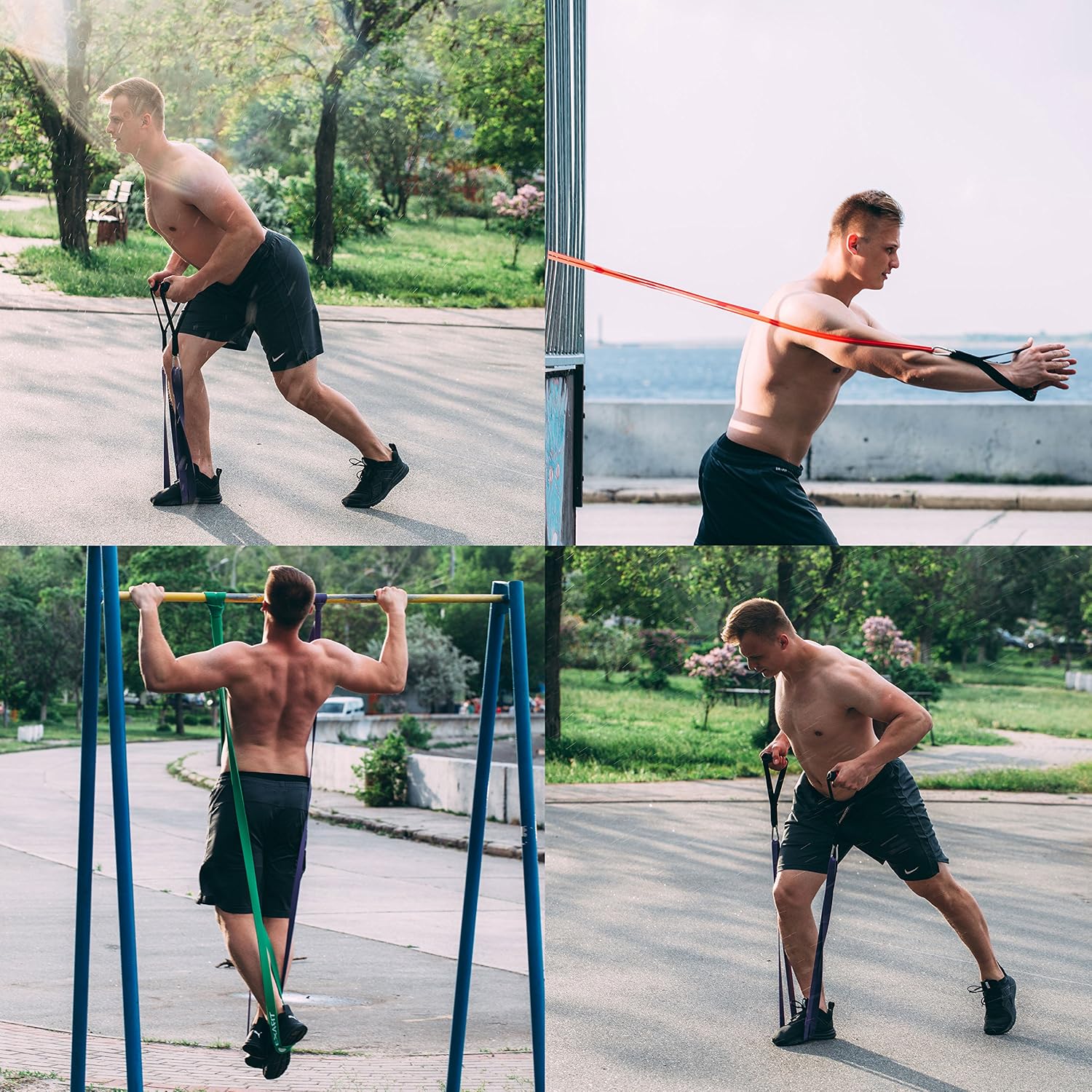 EXAFIT Pull Up Assistance Bands Resistance Band Set of 4 Fitness Bands I Best Heavy Duty Stretch Exercise Bands for Body Stretching Powerlifting Workout Training I Gym Home Loop Mobility Bands Assist