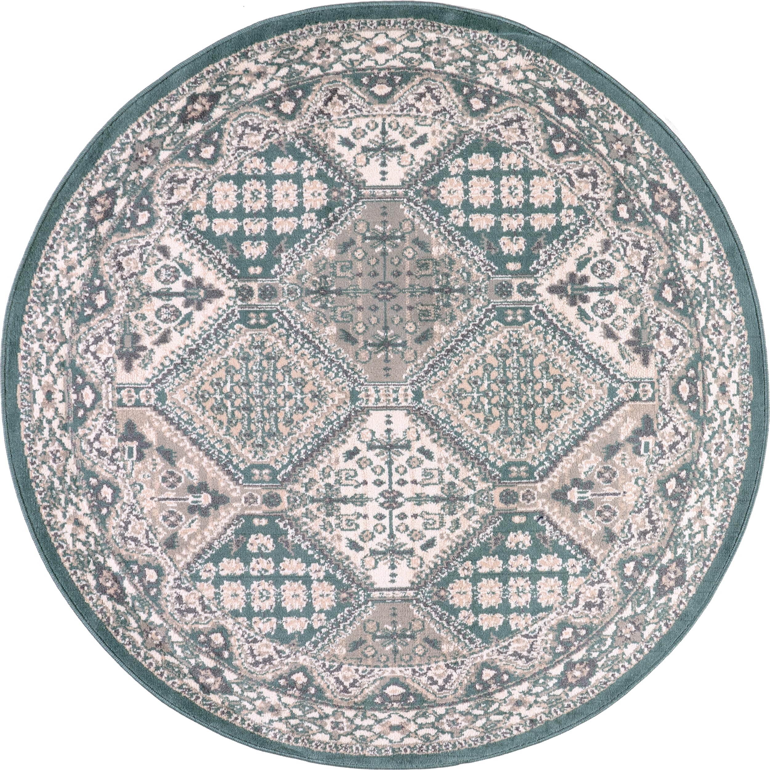 Snapklik.com : 6 Round Becca Traditional Tiled Area Rug, Becca Blue ...