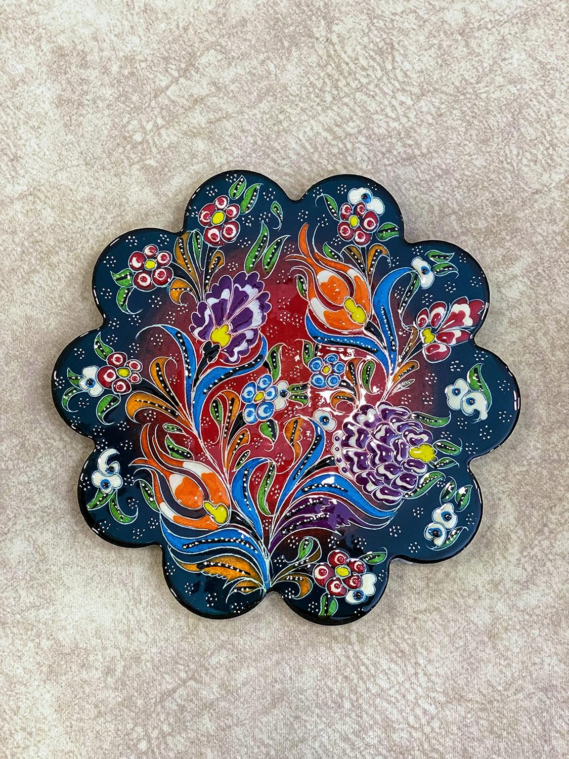 7'' Decorative Ceramic Trivet, Tile Trivet, Turkish Trivet, Ceramic