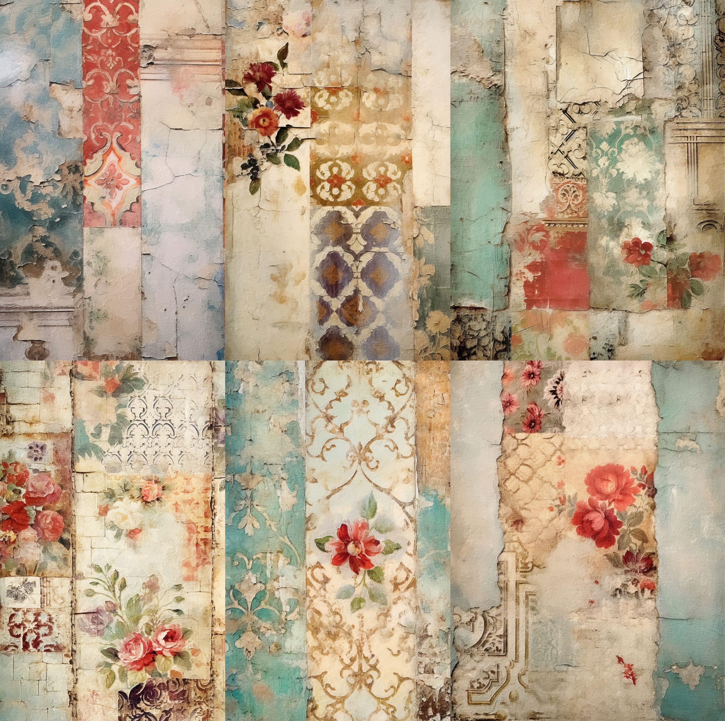 Wallpaper Pieces Rice Paper, 8 x 10.5 inch - for Decoupage Furniture Crafts
