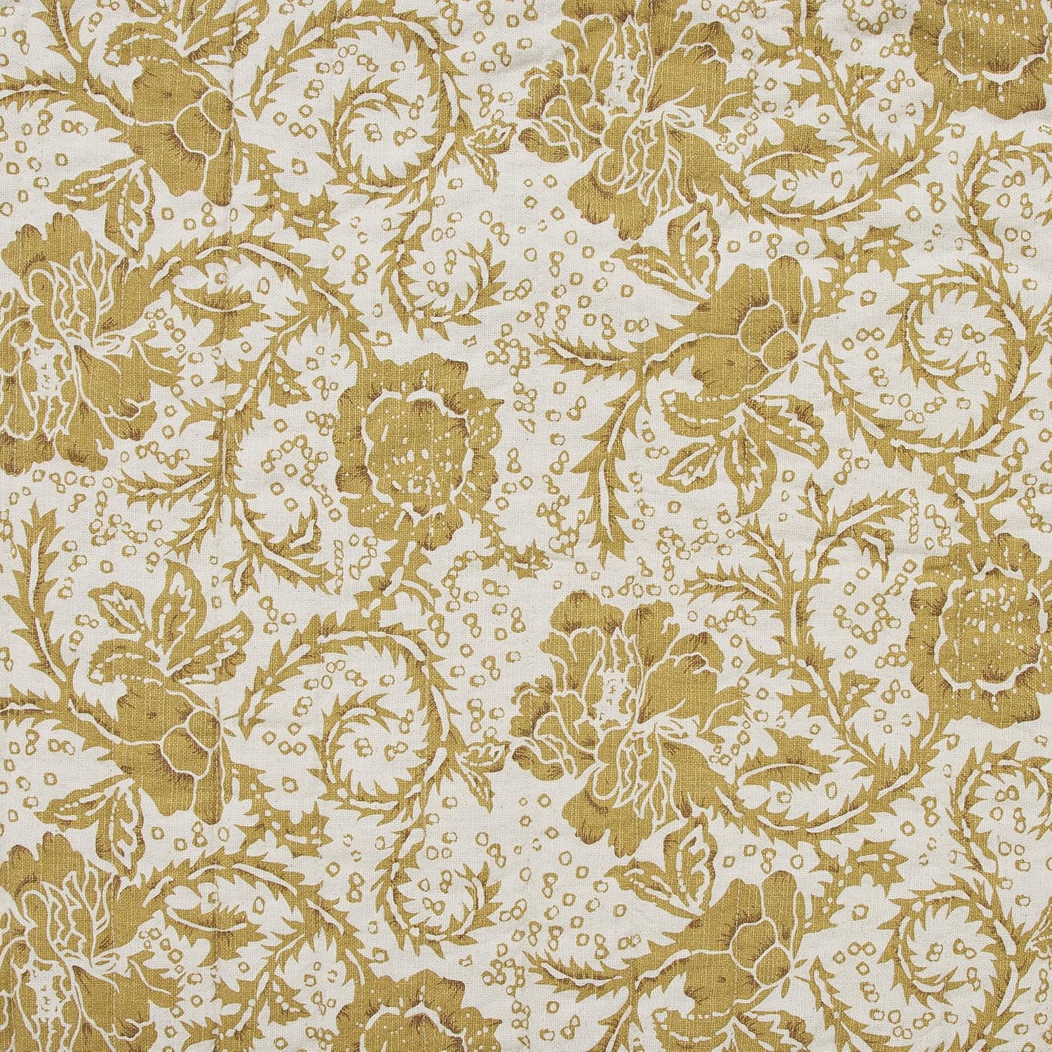 VHC Brands Dorset, Farmhouse Quilted Bed Sham, King, Floral, Gold, 21x37