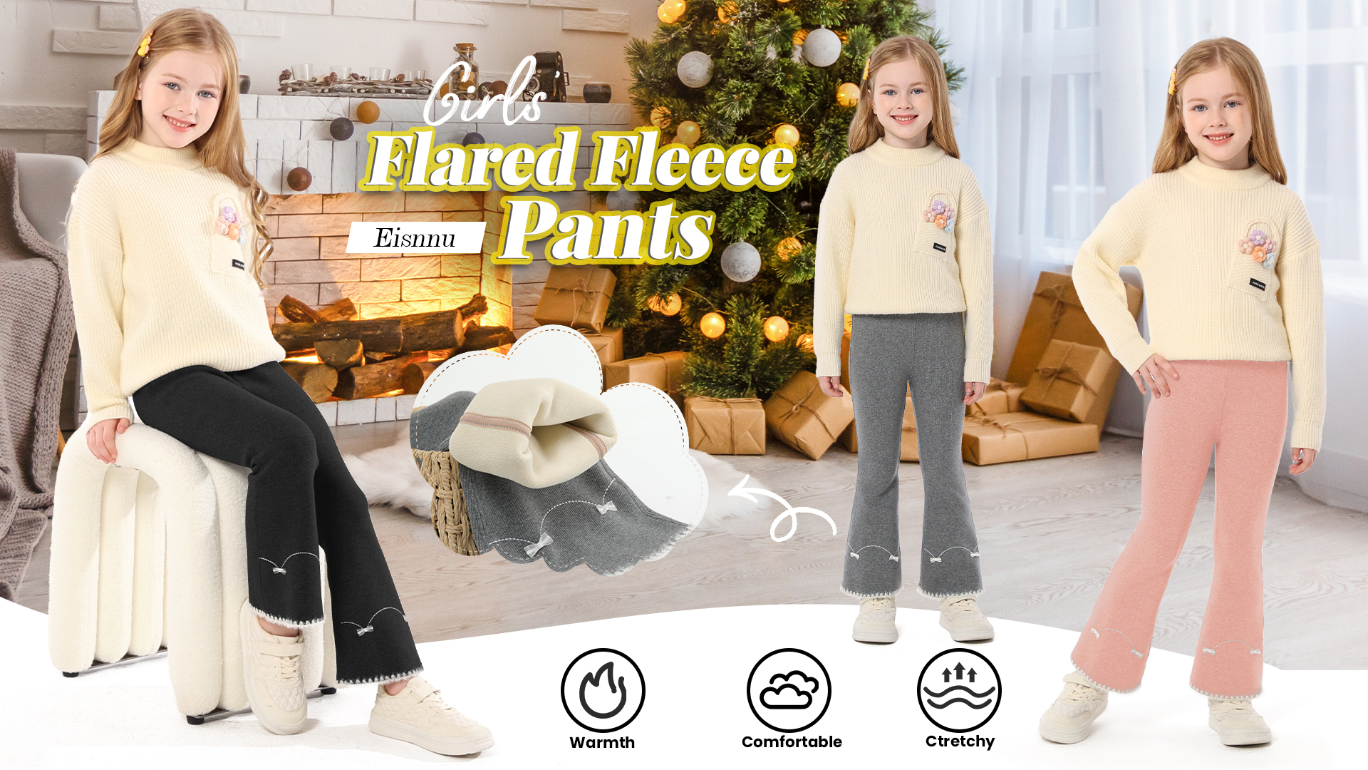 Legging Pour Fille - Doublure En Polaire - Taille Haute - Hiver - Chaud