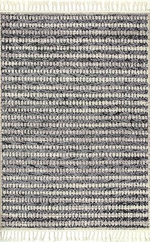 Miniatura 2 de nuLOOM Sophia - Alfombra a rayas con borlas, 4 x 6, color gris