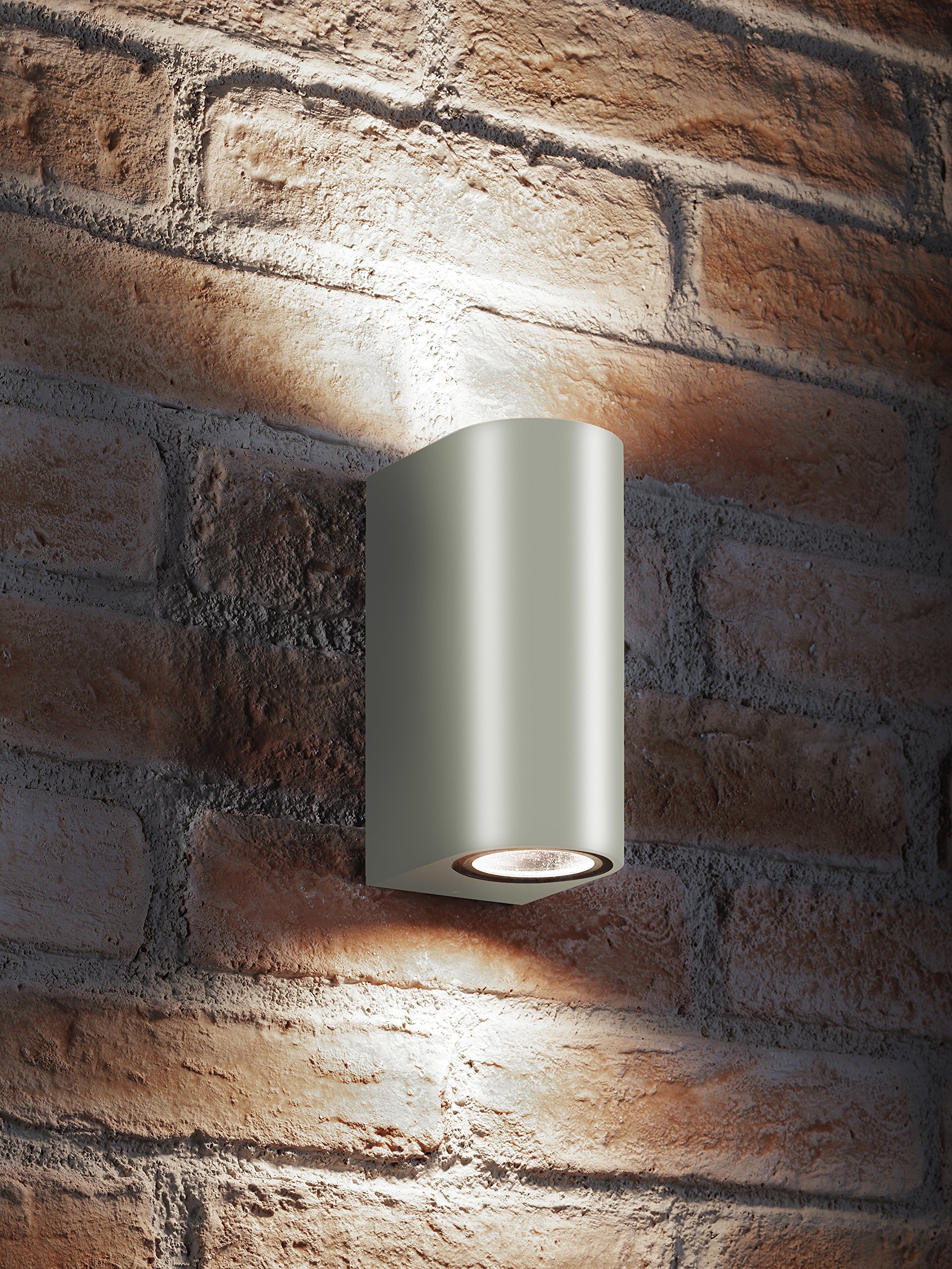 Auraglow IP44 Outdoor Double Up & Down Wall Light (Cool White, Silver) โ image 1