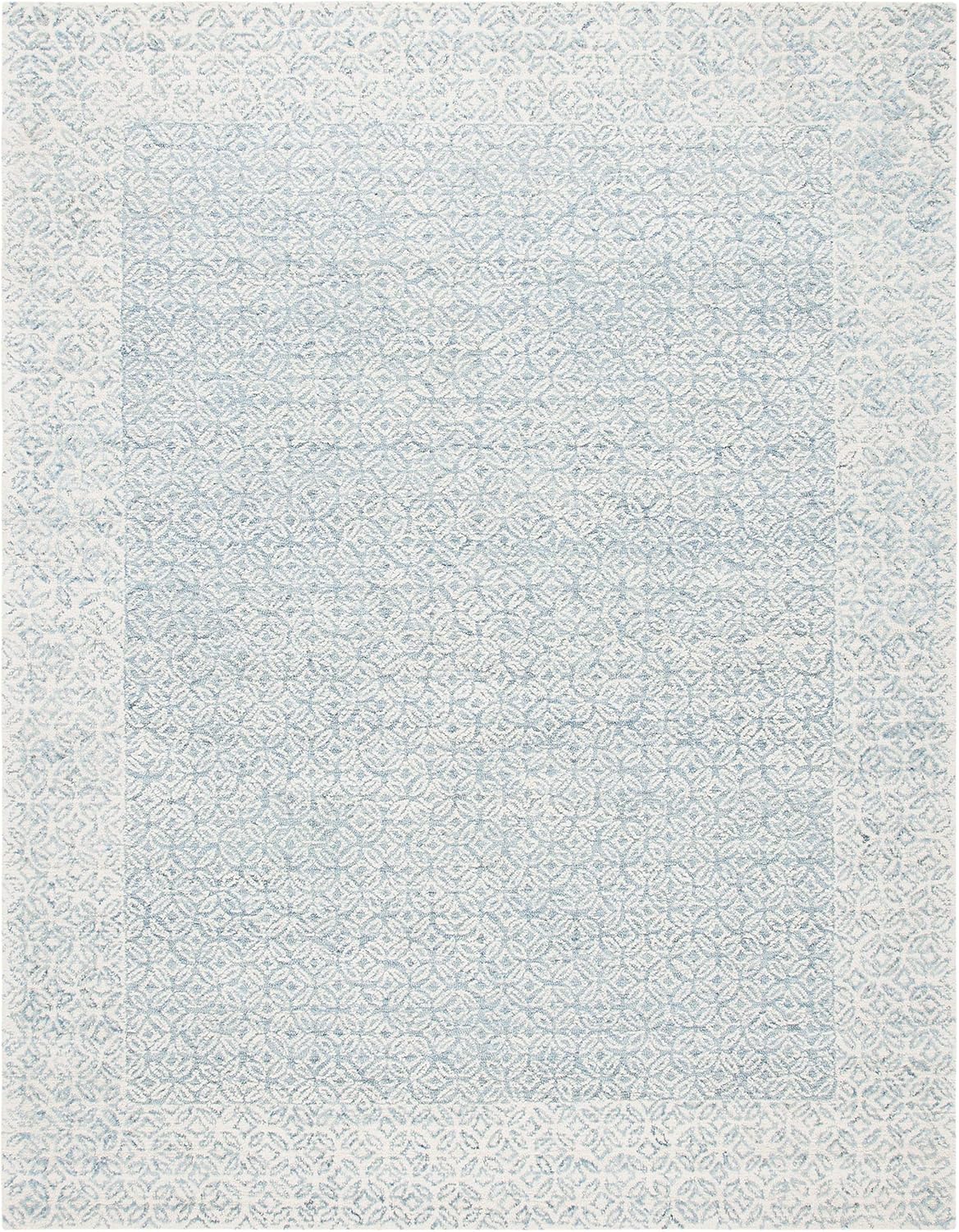 SAFAVIEH Area Rug 8x10 - Abstract Collection - Large - Blue & Ivory, Handmade Wool, Ideal for Living Room, Bedroom, Office, Dining Space (ABT342N)