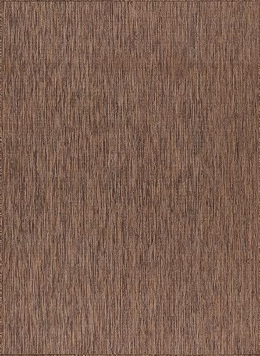 Alfombra lavable para interiores y exteriores, resistente a la intemperie, para porche, terraza, balcón, patio, 5 x 7 pies, color marrón dorado