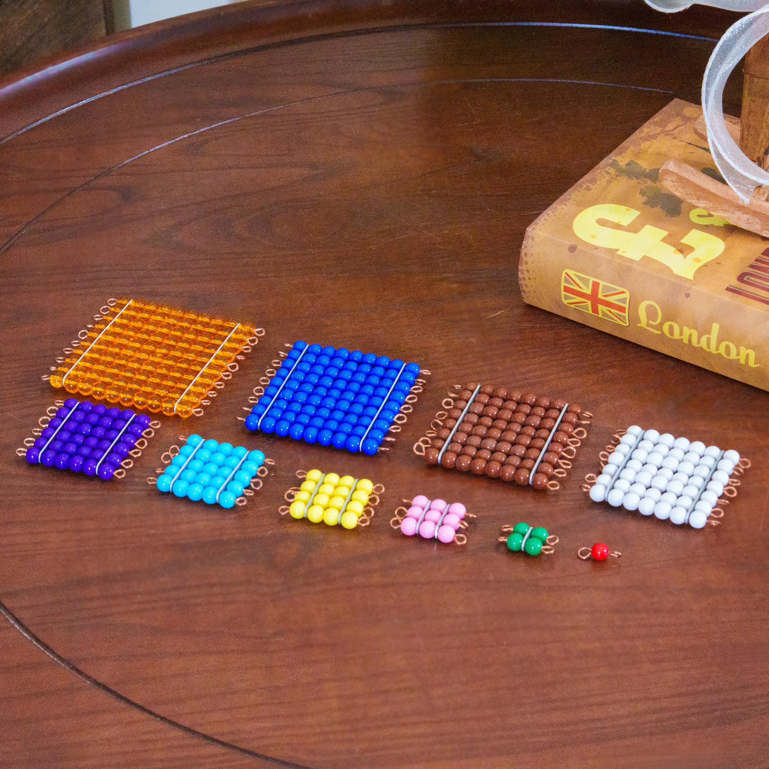 Montessori materiali matematici, giocattolo educativo in legno per numeri e calcoli, scuola materna e elementare, scuola domestica e aule a partire dai 3 anni (quadrati di perle colorate