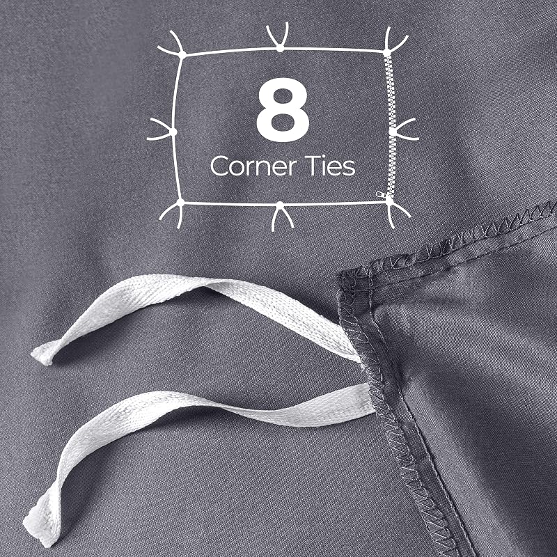 Duvet Cover Queen, 3 Piece Cotton Like Polyester with Zipper Closure, Grey image 5