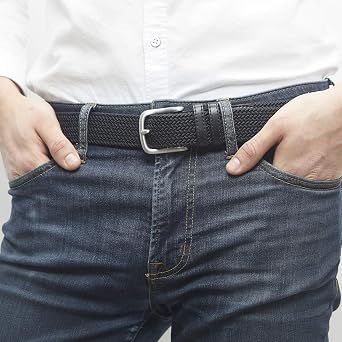 Amazon Essentials Men's Stretch Woven Braid Belt with Metal Buckle