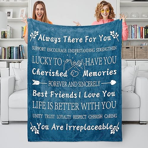 DOKEYWELL Regalos de cumpleaños para mejores amigas, regalos únicos de amistad femenina, manta de forro polar de 50 x 60 pulgadas (Seablue)