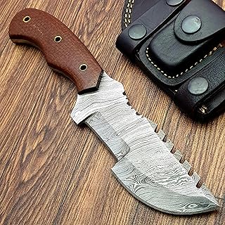 TZ-05 Handmade Damascus Steel Tracker knife 10 inches - Hunting knife Perfect Grip With Micarta Handle - Horizontal Carry knife Scout Carry Knife - Handmade Survival knife - TZ KNIVES