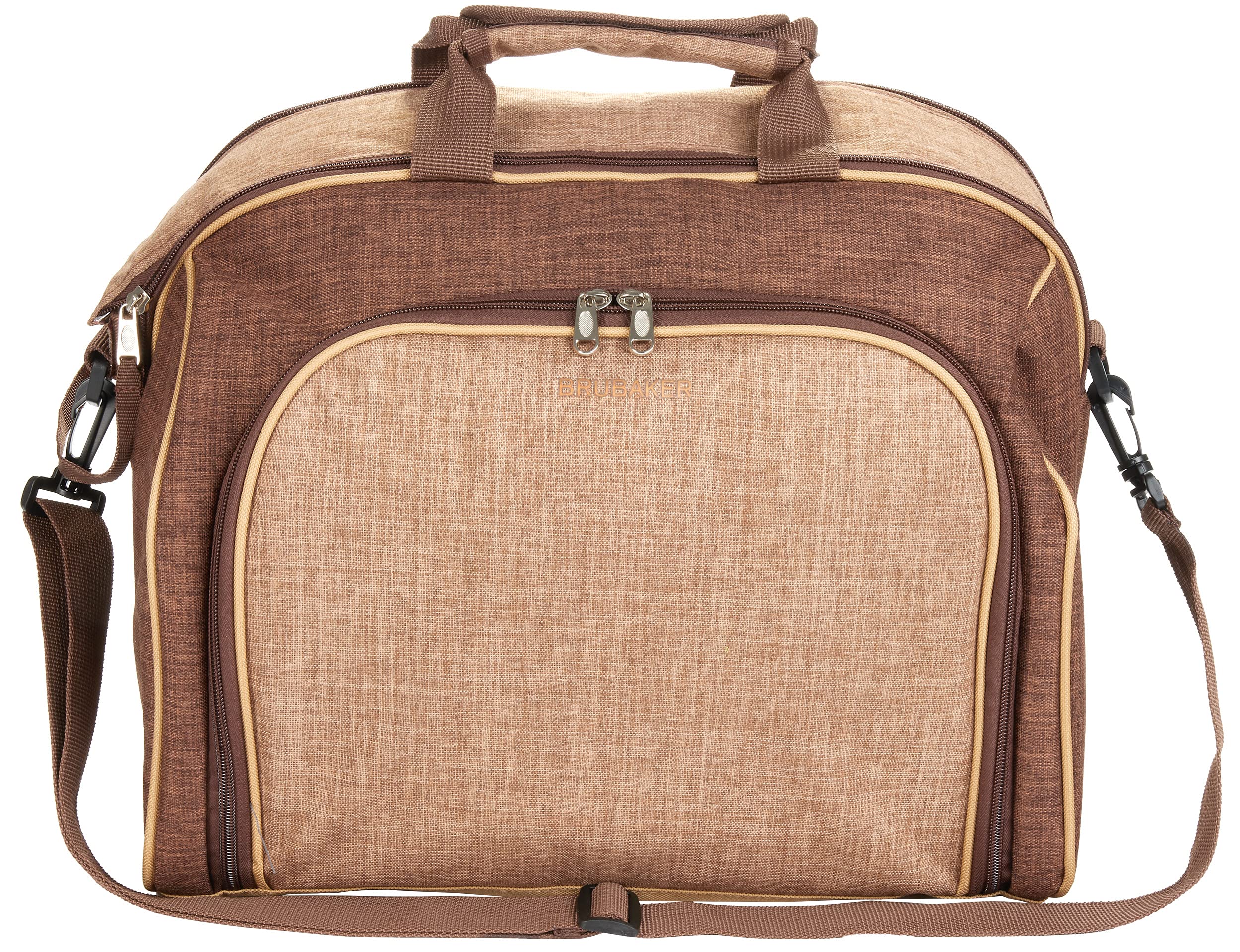 BRUBAKER Sac de Pique-Nique pour 4 Personnes avec Compartiment Réfrigérant - Marin à Bandoulière Brun 38 × 21,5 × 30 cm