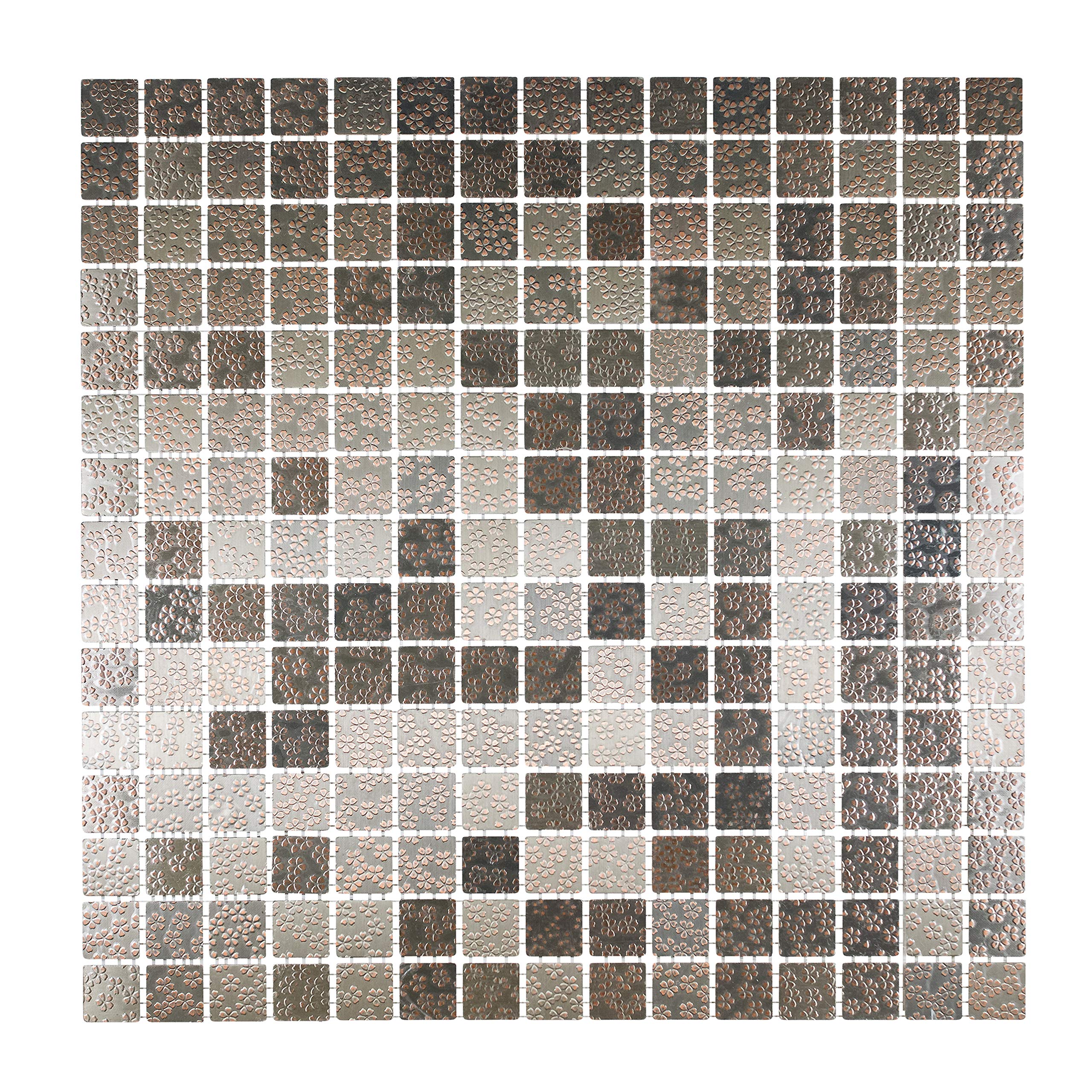 URBN Cherry Blossom Flower Metallic Mosaic Tile for Kitchen and Bath - Single Sheet (13 inches x 13 inches, 1.15 SQ FT)