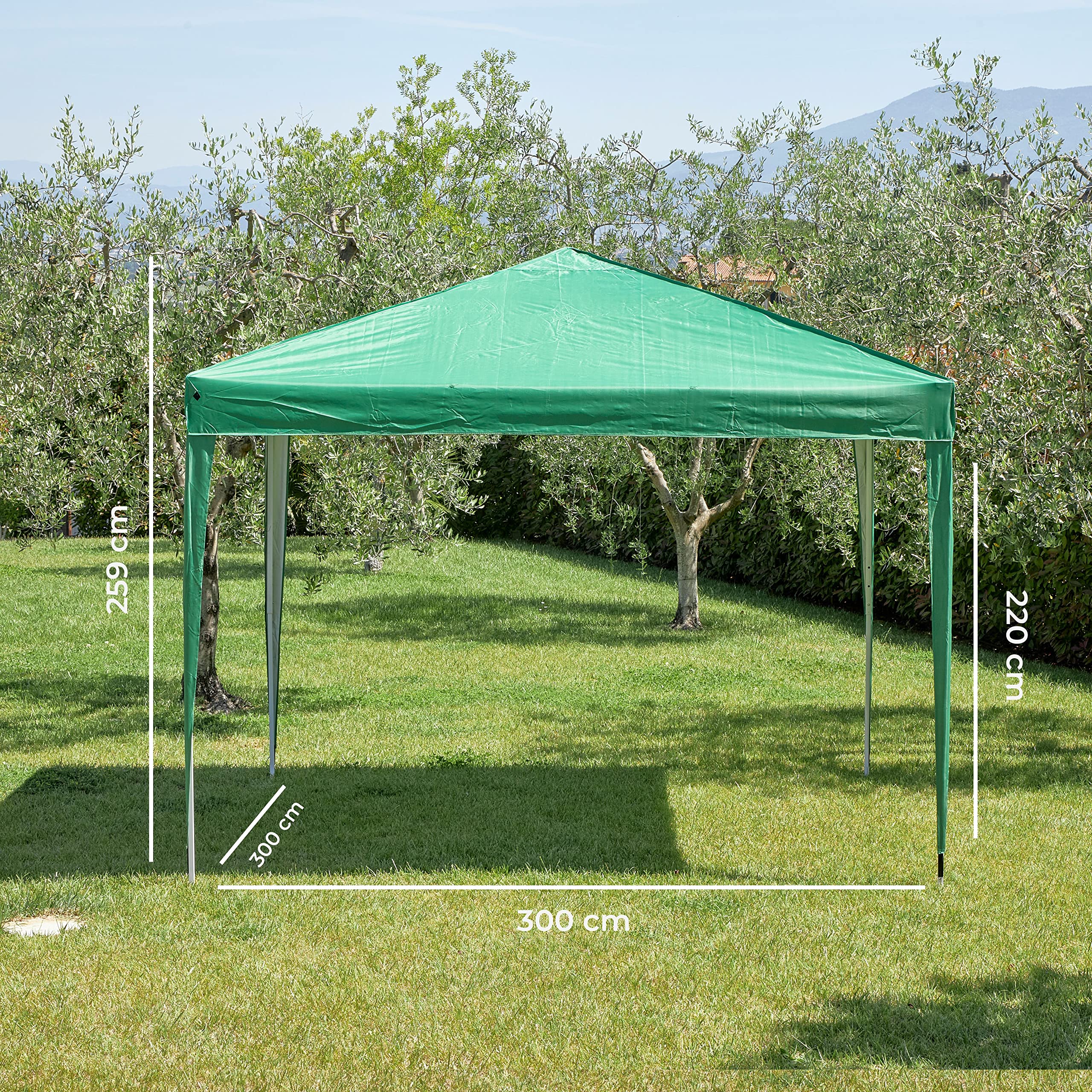 Baroni Home Gazebo da Giardino 3x3 m con 4 sacchi peso e Sacca di Trasporto, Tenda da esterno per eventi, feste e uso commerciale, Impermeabile, Pieghevole, Verde