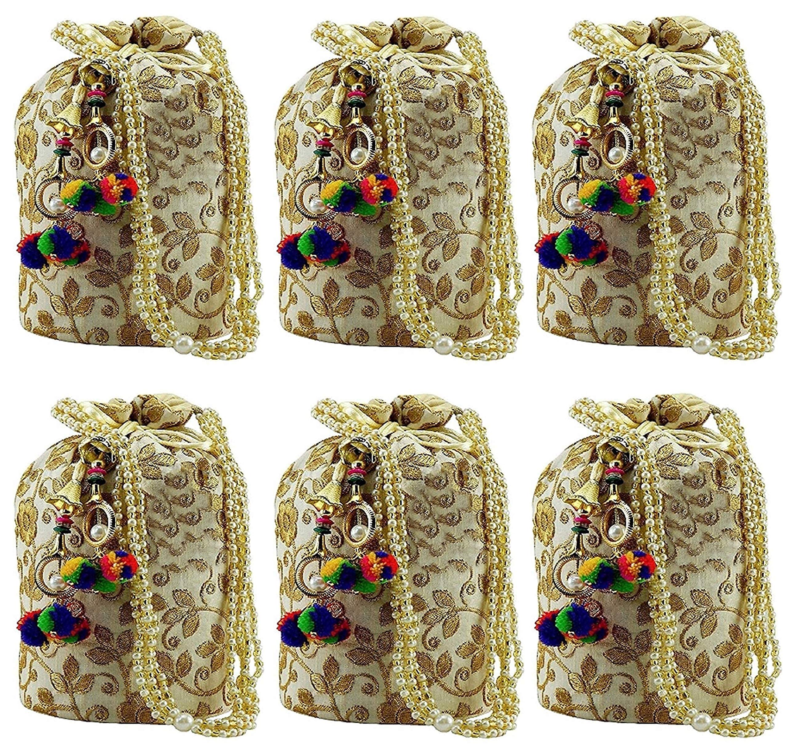 Ailtino Women Golden Potli Bag combo's and set's (Set of 6)