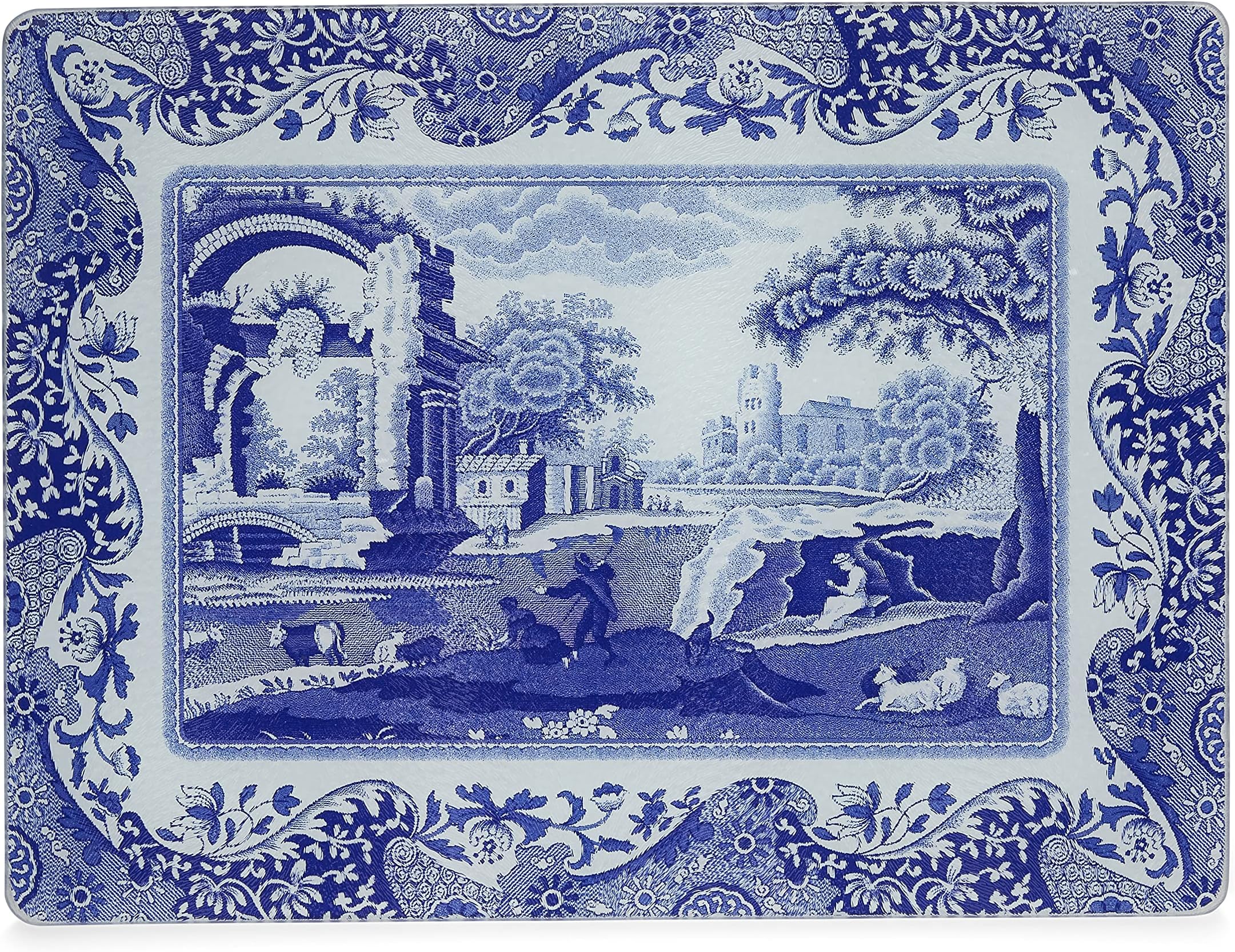 Pimpernel Portmeirion Home & Gifts Italian Glass Worktop Saver, Blue & White, 30 x 40cm