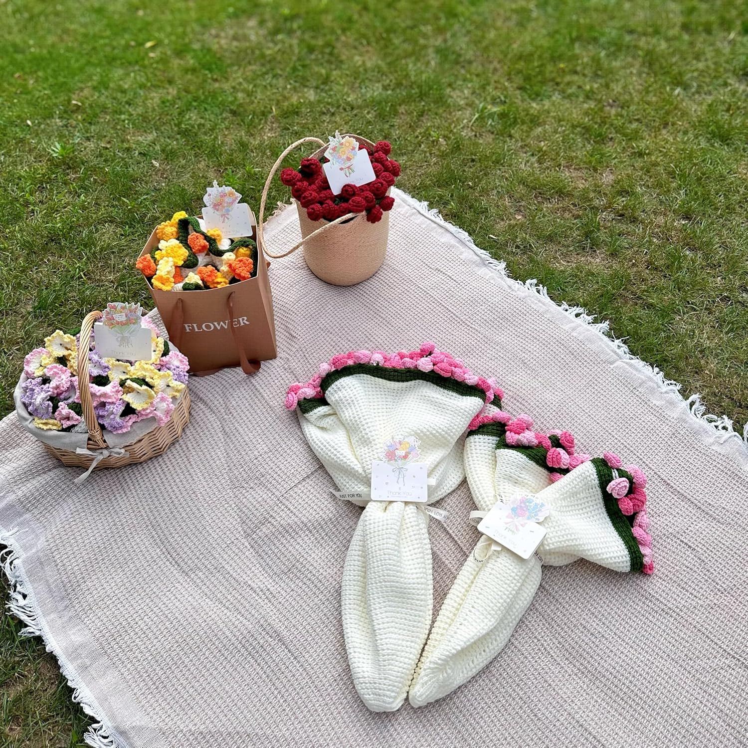 Pink Rose Floral Throw Blanket Finished Product for Mom, Friends, Lover,Wedding,Birthday Gift Blanket 51in - Image 6