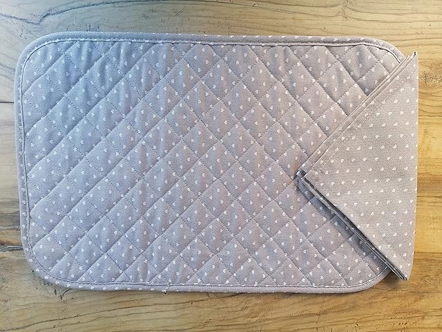 NEW!!! American Placemat Quilted with 1 Napkin Pattern Hearts SHABBY Beige Color Double -Face 100% Cotton MADE IN ITALY!!!!!