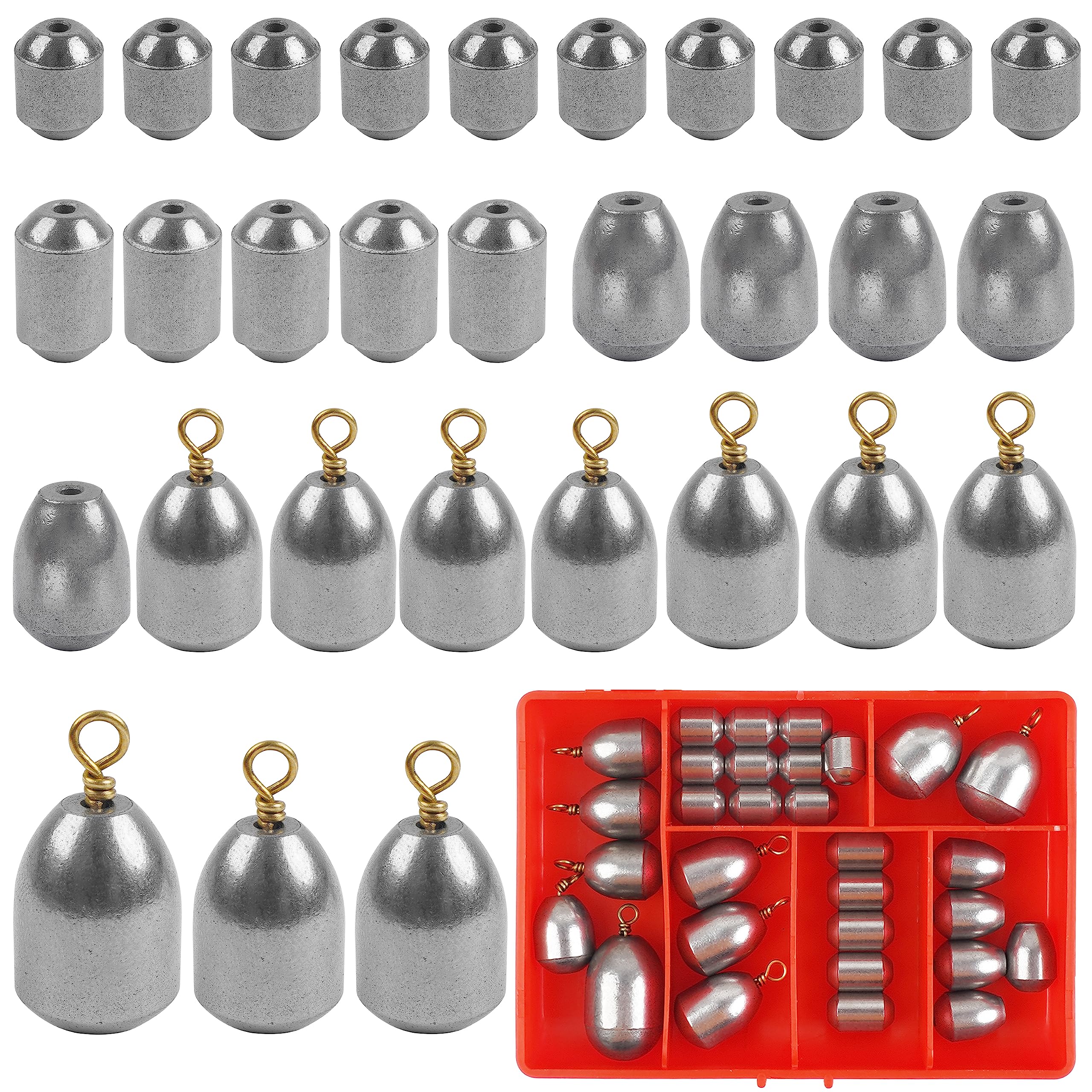 Iron Fishing Weights Sinkers Kit 30pcs Bass Casting Bell Sinker