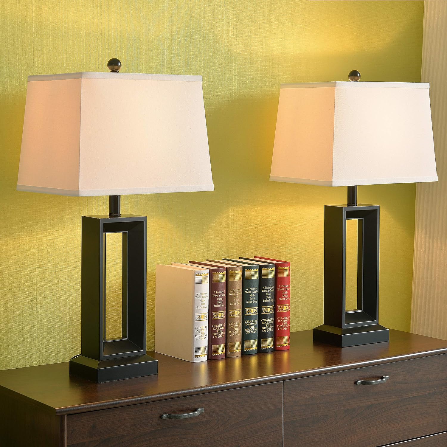 Kenroy Home KH11915 Katherine 2-Pack Table Lamp with Black Finish, Casual Style, 27.5" Height, 10" Width, 14" Depth