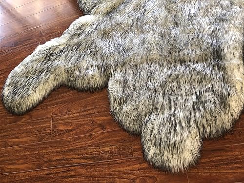 Miniatura 2 de LAMBZY Piel de oveja sintética, hipoalergénica, súper suave, piel de oso sintética (2 pies x 3 pies, 23.6 x 35.4 in, color blanco con puntas negras)