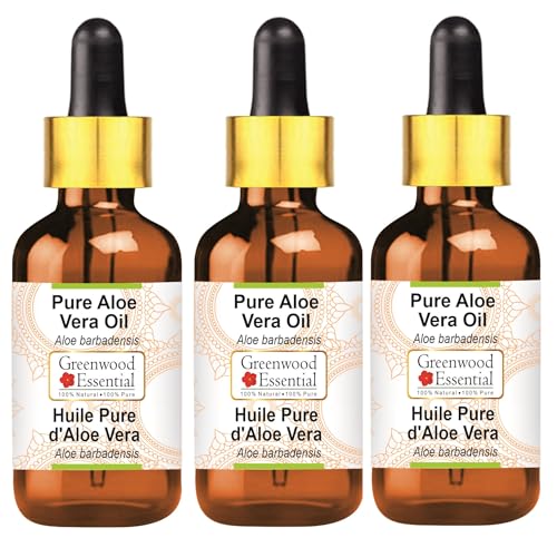 Huile d'aloe vera naturelle pure Greenwood Essential flacon 100 ml x 3 avec compte-gouttes