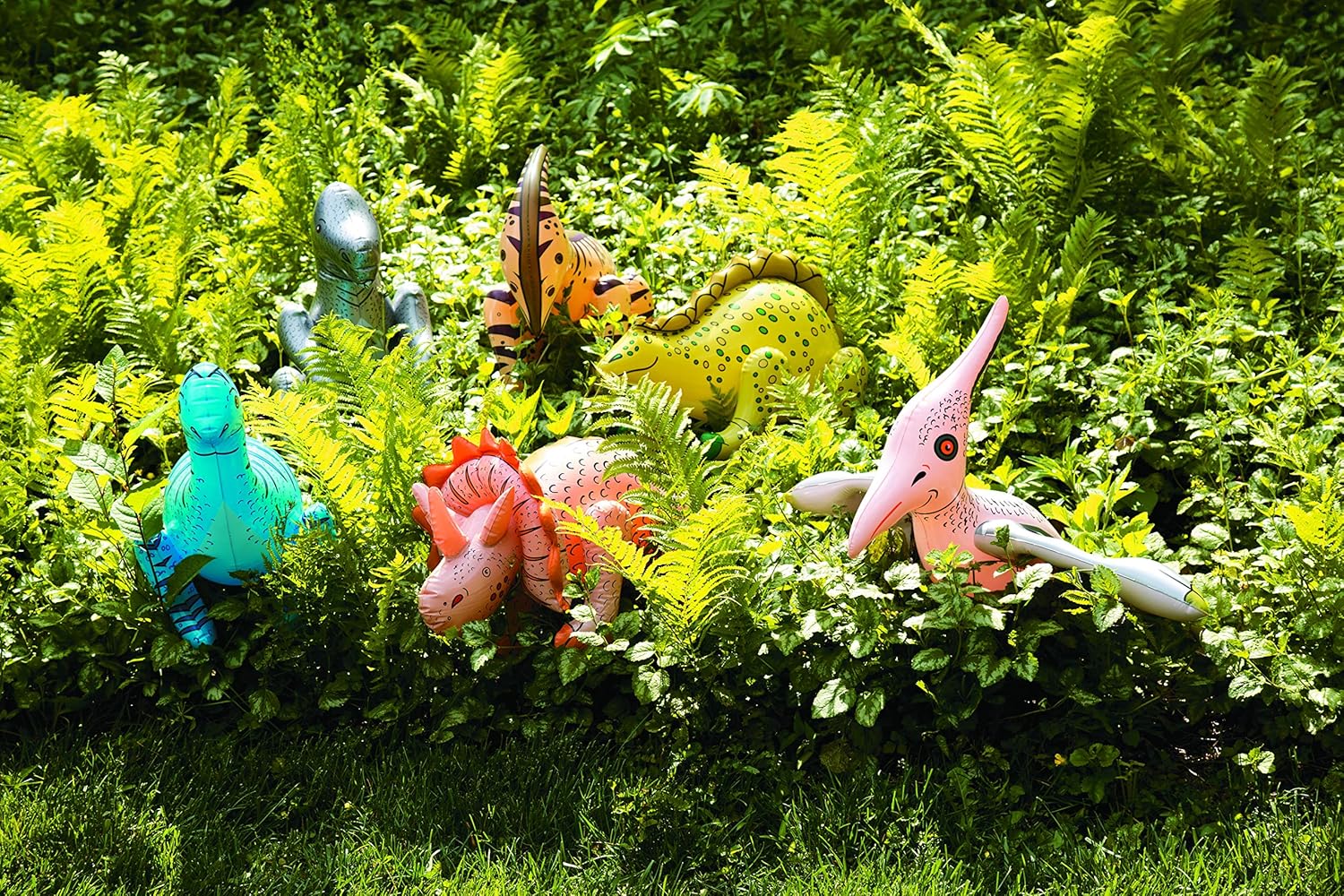 Fun Express Large Inflatable Dinosaur Set of 6 - Dinosaur Birthday Decorations for Boys & Girls | Party Favors & Dino Decor for Kids Birthday Party | Giant Blow Up Dinosaur Toys 27-30 Inch