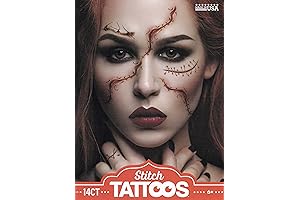 Halloween Realistic Temporary Costume Make Up Face Tattoo Kit Men or Women