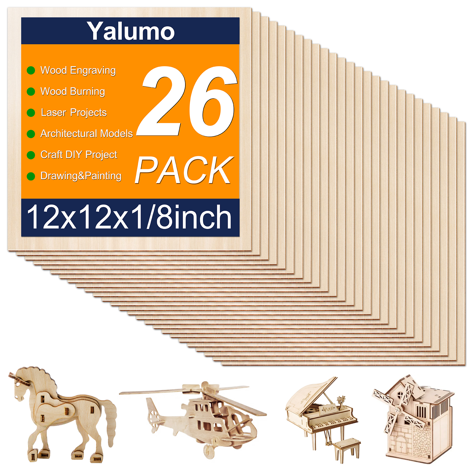 WOPPLXY 15PCS 3mm Plywood Sheets - 30x30cm Basswood Sheets Unfinished