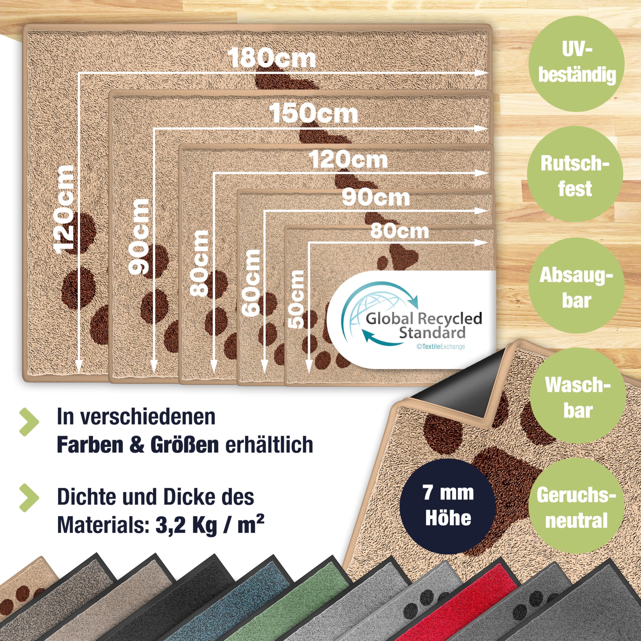 KESSER Paillasson Professionnel, Tapis d'Entrée en Plusieurs Tailles, Tapis de Porte, Moquette, Tapis de Pied & Essuiedoux, Antidérapant, Résistant aux Intempéries, Lavable en Machine, Pour Porte