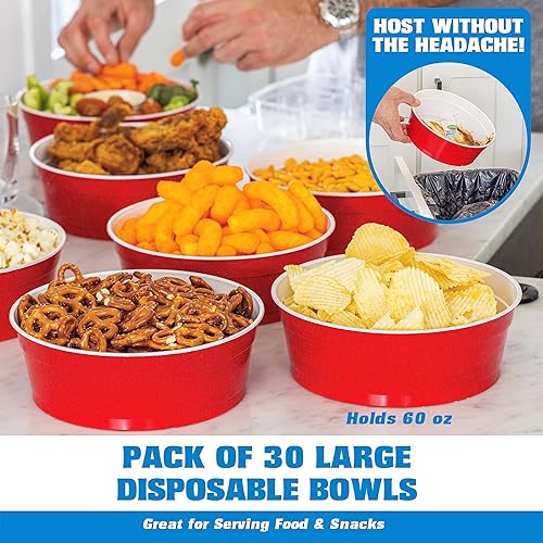 Miniatura 8 de GoBig Red Party Cup Bowls - 30 Large Disposable Plastic Bowls