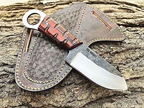 Miniatura 5 de TAC KNIVES Cuchillo de Caza al Aire Libre para Acampar de Hoja Fija de Espiga Completa de 7'' en Funda Regalo Para Él Acero de Alto Carbono 1095