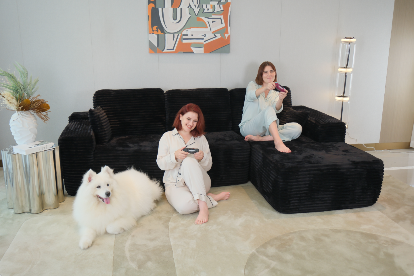 HOME IDOL Boneless Cloud Sofa L-Shaped Modular Sectional Couch