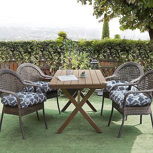 Miniatura 4 de Cojines para silla de exteriores y patio, cojines prémium con relleno grueso y cómodo de fibra, funda de asiento capitoné de 19 x 19 pulgadas,