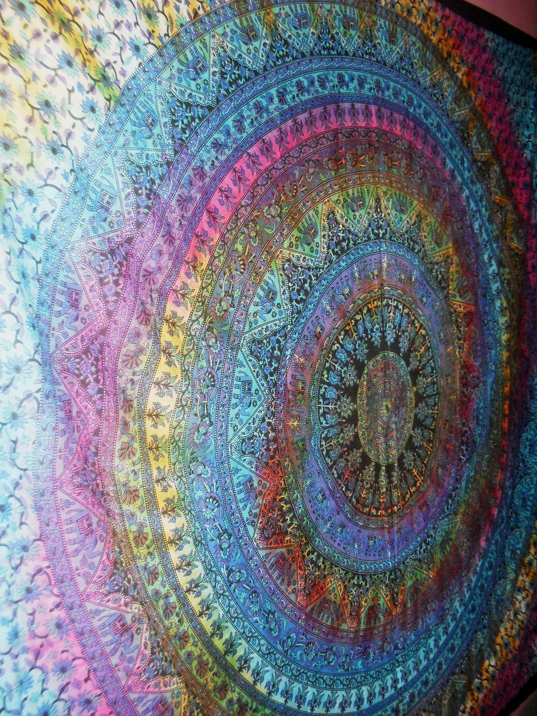 Wohndekoration Indisch Elefant Teppich Wandhänge: Bohemian Mandala Art Psychelic Cor Indisch Baumwolle 45x30 Zoll Bunt Oussum Deko