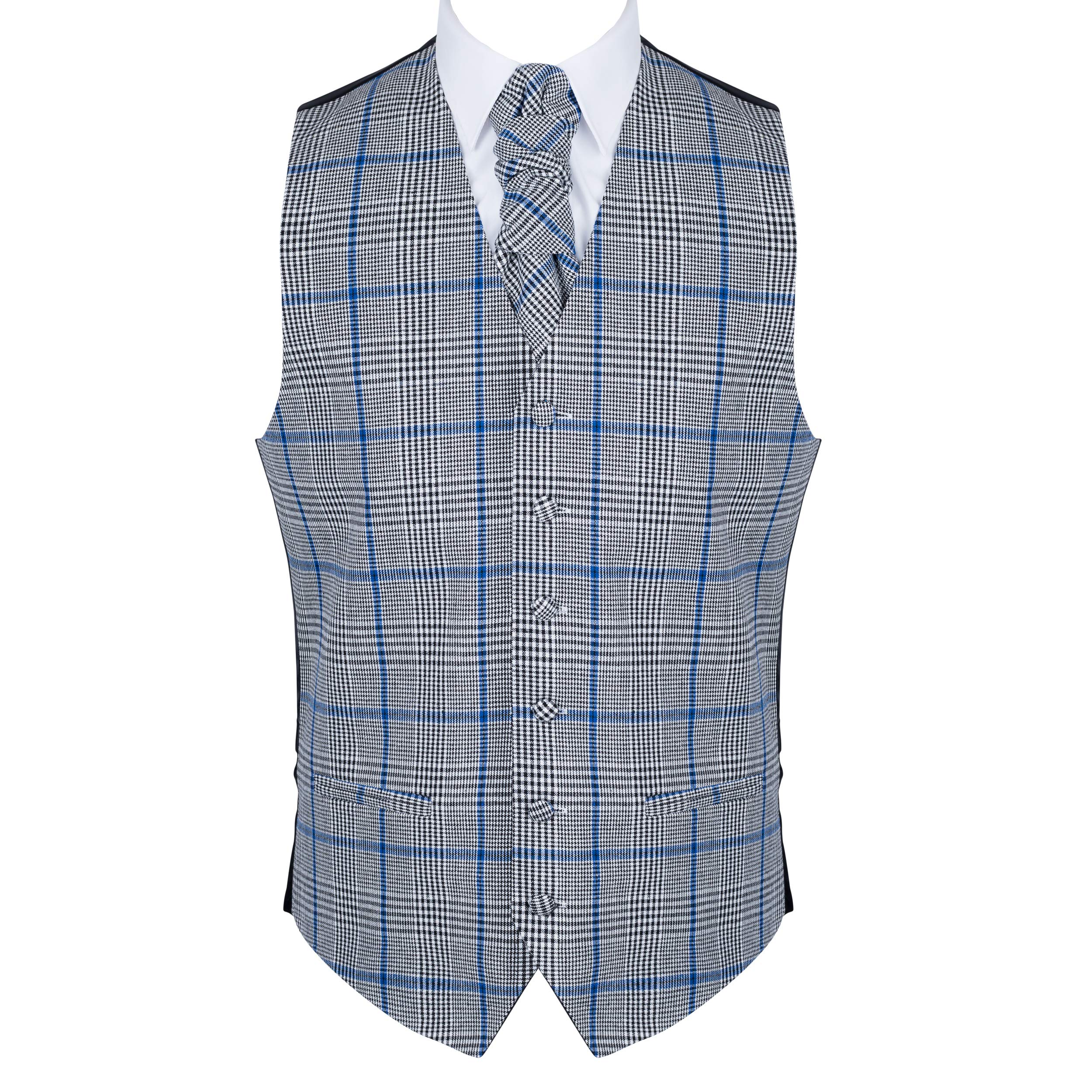 Abel & Burke Men's Licorice Black Check Waistcoat #Ab-Wwa1007/1 Xxxl - 54''